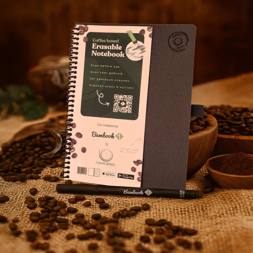 Coffee Based × Bambook – Herschrijfbaar notitieboek met kaften van koffiedik - Afbeelding 2