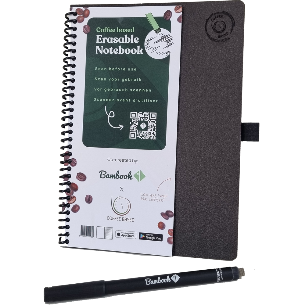 Coffee Based × Bambook – Herschrijfbaar notitieboek met kaften van koffiedik